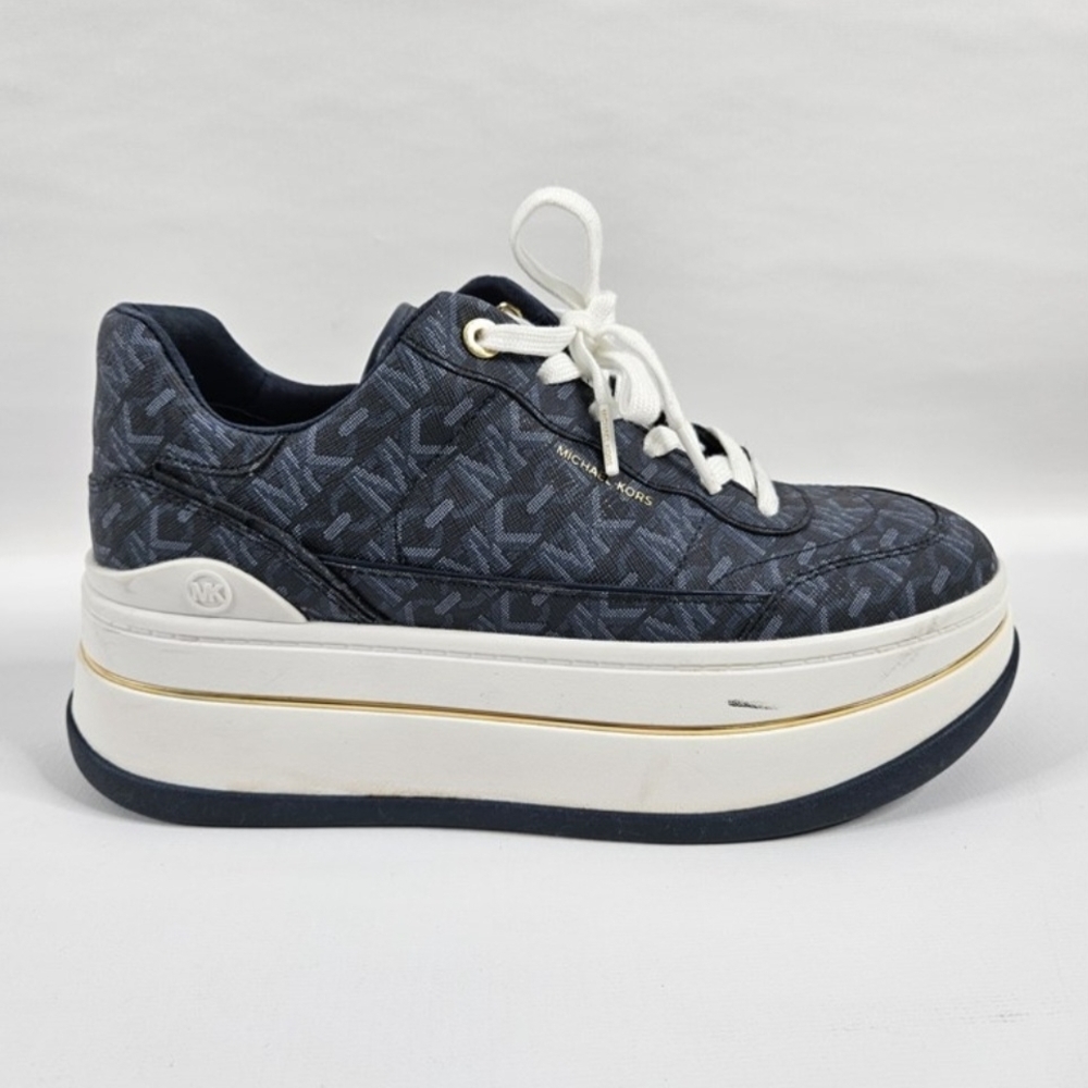 Michael Kors Navy Platform Lace-Up Sneakers - Picture 7 of 10